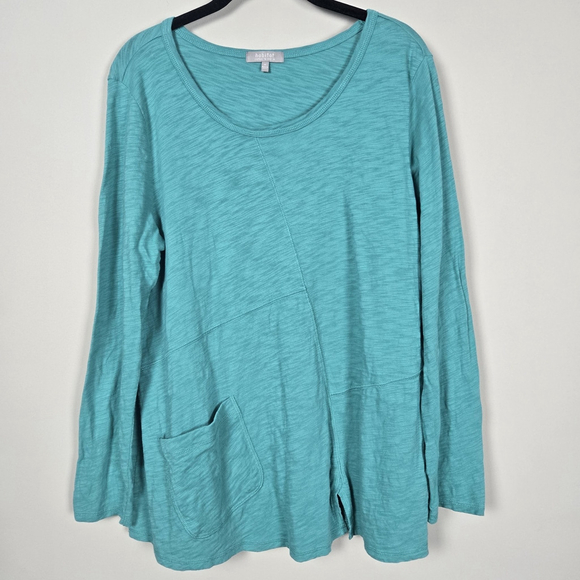 Habitat Tops - Habitat Womens Slub Knit Tunic Top Size M Teal Flowy Lagenlook Casual Relaxed